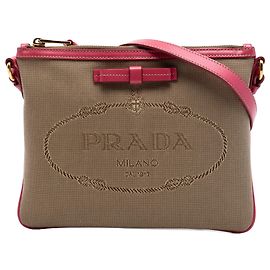 Bolsa transversal Prada Beige Canvas Canapa Logo Bow Bege