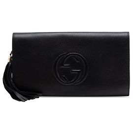 Clutch Soho Disco in pelle nera Gucci Nero
