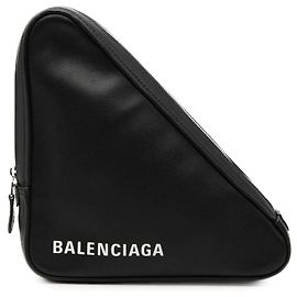 Balenciaga Schwarze Triangle Leder Clutch Medium Schwarz