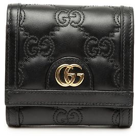 Tarjetero de piel de becerro Matelassé GG negro Gucci Negro