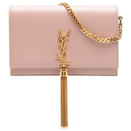 Carteira com corrente Kate Tassel em couro de bezerro liso rosa Saint Laurent Rosa