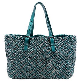 Bottega Veneta Blue Medium Metallic Nappa Intrecciato Cesta Tote Blue Other