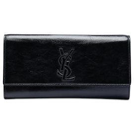 Saint Laurent Black Small Textured Patent Monogram Belle De Jour Clutch Black