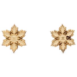 Boucles d'oreilles Chanel Snowflake en émail plaqué or Gold CC à fermoir poussoir Autre