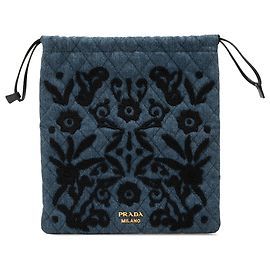 Pochette de cordão Prada Blue Impuntu Denim bordada Azul Outro