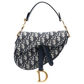 Borsa Saddle in tela Oblique blu mini Dior Blu Blu navy