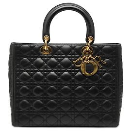 Lady Dior in agnello cannage nero grande Nero