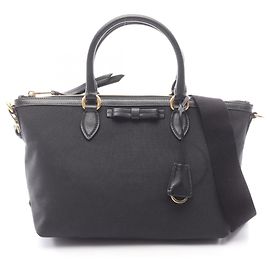 Prada LOGO JACQUARD 2-Way Handbag Black