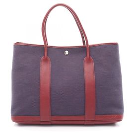 Hermès Hermes Garden Party PM Tote Bag Dark red Navy blue