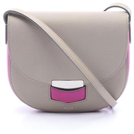 Céline Bolsa de Ombro Celine Trotter Small Bicolor Marrom Rosa