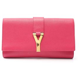 Clutch de couro rosa Yves Saint Laurent Rosa