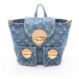 Louis Vuitton Venice Monogram Denim Rucksack/Handtasche Blau