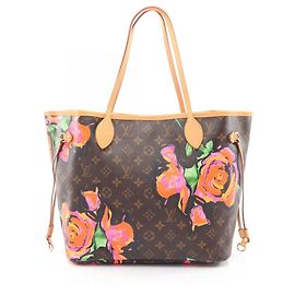 Sac cabas Louis Vuitton Neverfull MM Monogram Rose Marron Rose Multicolore