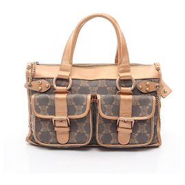 Céline Celine Paris Macadam Handbag Brown Blue