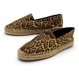NEUE SAINT LAURENT ESPADRILLES 676161 LEOPARD 39 LOAFER SCHUHE Kamel
