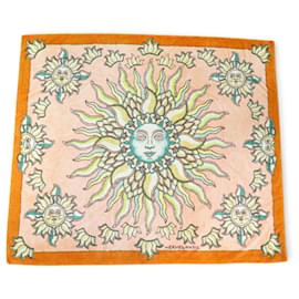 Hermès GRAND DRAP DE PLAGE HERMES SOLEIL 140 x 170CM TAPIS SERVIETTE COTON TOWEL Orange