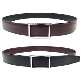 JM WESTON VICE VERSA REVERSIBLE LEATHER BELT 105 BORDEAUX AND BLACK Other