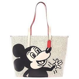 Bolso Tote de Cuero Coach Disney Keith Haring Blanco