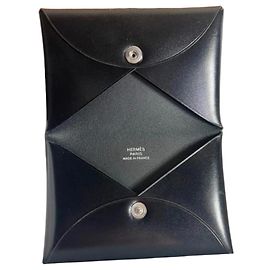 Hermès Monedero de cuero negro Negro