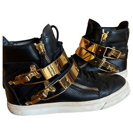 Giuseppe Zanotti Baskets Montantes Rockhopper en Cuir Noir Noir