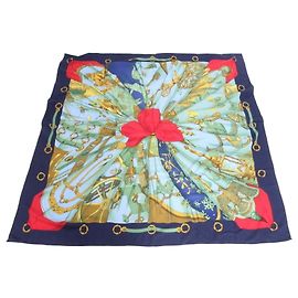 Hermès Sciarpa Hermes Carre Géant 140 Soleil de Soie Blu navy