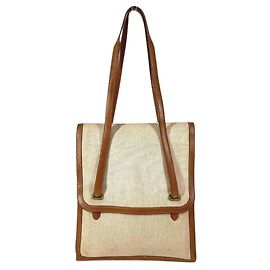 Hermès Bolsa Flap Vintage Hermes Marrom Bege