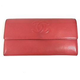 Cartera larga Chanel CC Coco Mark Logo Roja