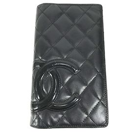 Portafoglio lungo Chanel A26717 Cambon Line CC Coco Mark Logo Nero