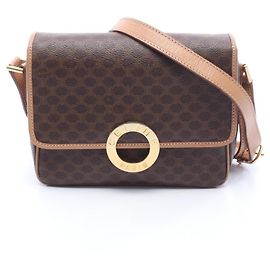 Céline Bolsa de Ombro Celine Macadam Circle Logo Marrom