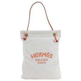 Hermès Borsa a Spalla Hermes Aline GM Toile Chevron Leather Beige Arancione
