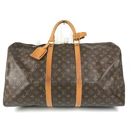 Sac Louis Vuitton Monogram Keepall 55 Marron
