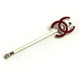 Fermaglio per capelli con logo Chanel CC Coco Mark Rosso D'oro