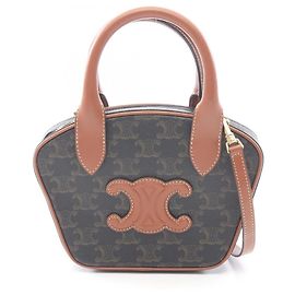 Céline Celine Triomphe 2-Way Handbag Brown Black