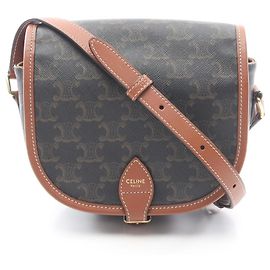 Céline Bolsa de Ombro Celine Triomphe Marrom Preto