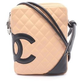 Chanel Cambon Line Shoulder Bag Black Beige