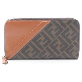 Fendi Zucca Round Long Wallet Brown