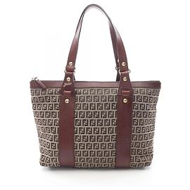 Sac cabas Fendi Zucchino Marron Beige