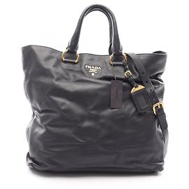 Prada Soft Calf 2WAY Tote Bag Black