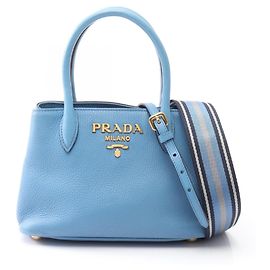 Prada VIT DAINO 2-Way Leather Handbag Blue