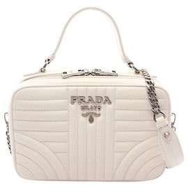 Prada Diagram 2-Way Handtasche Weiß