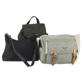 Borsa a tracolla PRADA Nylon 3 Set Light Blue Khaki Black Auth bs34483 Nero Cachi Blu chiaro