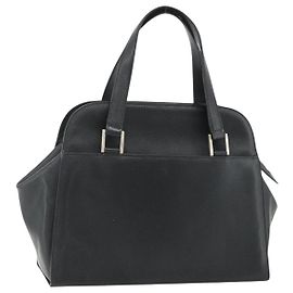 Bolsa BOTTEGA VENETA de couro preto prata Auth ka4346 Preto Prata