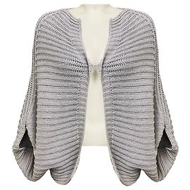 Jil Sander Strickpullover im Cape-Stil aus Baumwolle und Kaschmir in Hellgrau Grau
