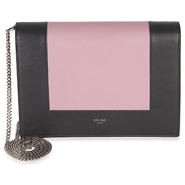 Céline Clutch de noite com armação em couro de vitelo liso cinza e rosa Celine com corrente Marrom Rosa