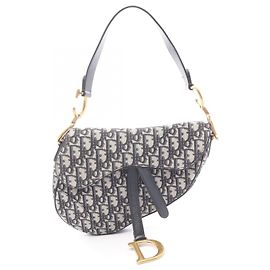 Borsa Saddle Christian Dior Beige Blu navy