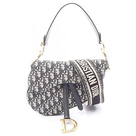 Bolsa Saddle Christian Dior Bege/Marinho Bege Azul marinho