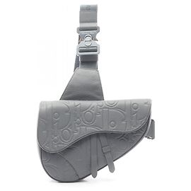 Christian Dior Saddle Bag aus grauem Leder Braun