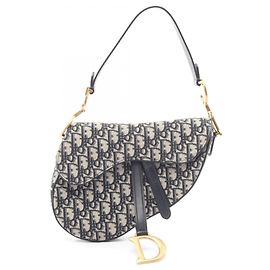 Borsa Christian Dior Dior Saddle Bag Oblique Nero Beige Blu navy