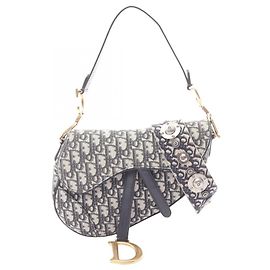 Bolsa Saddle Christian Dior Dior Bege Azul marinho