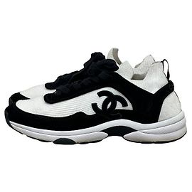 Chanel CC Logo Canvas Sneaker Weiß & Schwarz - Größe 40 Gebraucht Andere